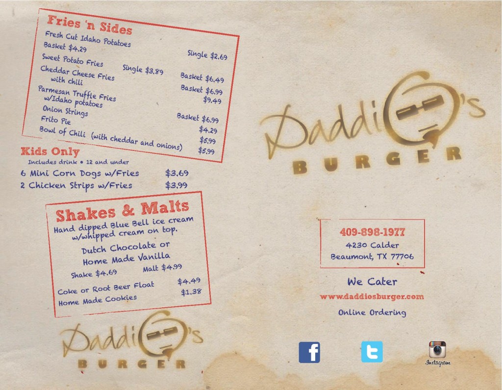 Daddio's Beaumont Menu Page 1 7-7-14