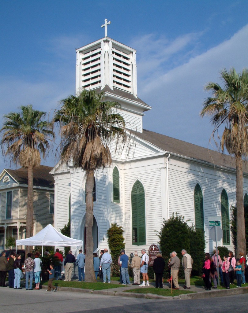 St. Joseph Church Glaveston exterior crowd