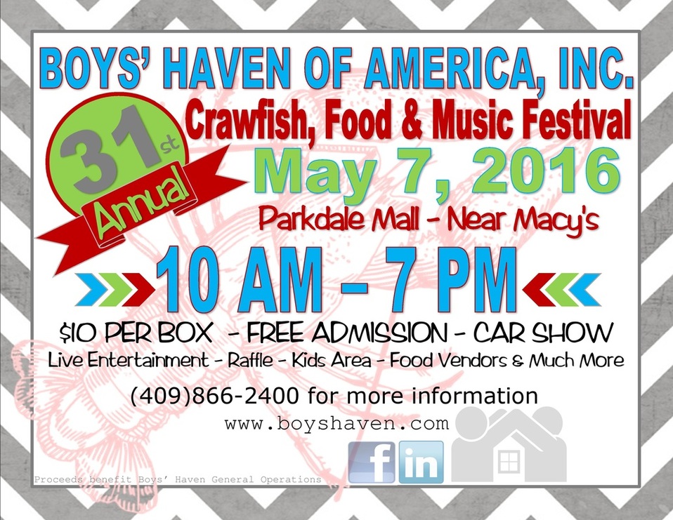 Boys Haven Crawfish Festival 2016, SETX car show, SETX live music, SETX family event, SETX kids event, SETX childrens activities