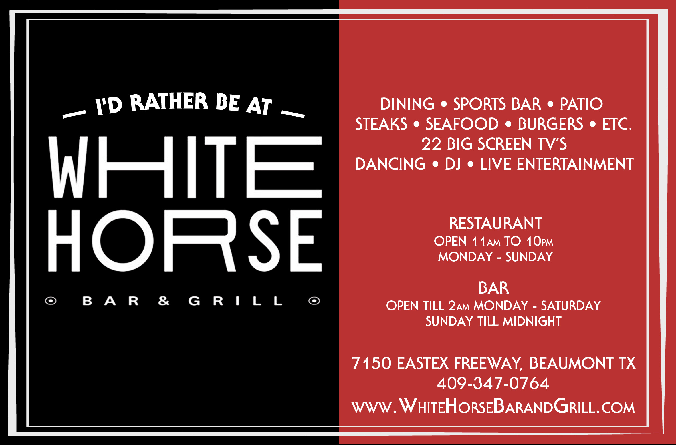 White Horse Bar & Grill Beaumont restaurants